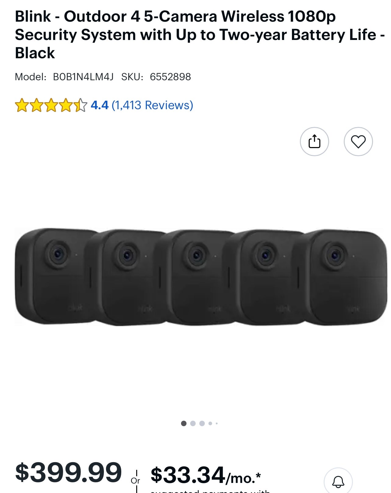 Blink Outdoor 4TH Generation Smart Battery-Powered 5 Camera Security System (FINAL SALE-NO RETURNS)