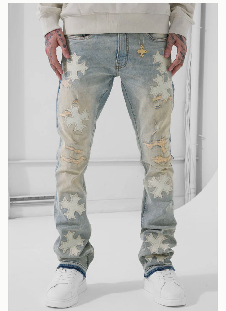 Jordan Craig x See You in Paradise Super Skinny Stacked Eden Jeans (Iced Lager)