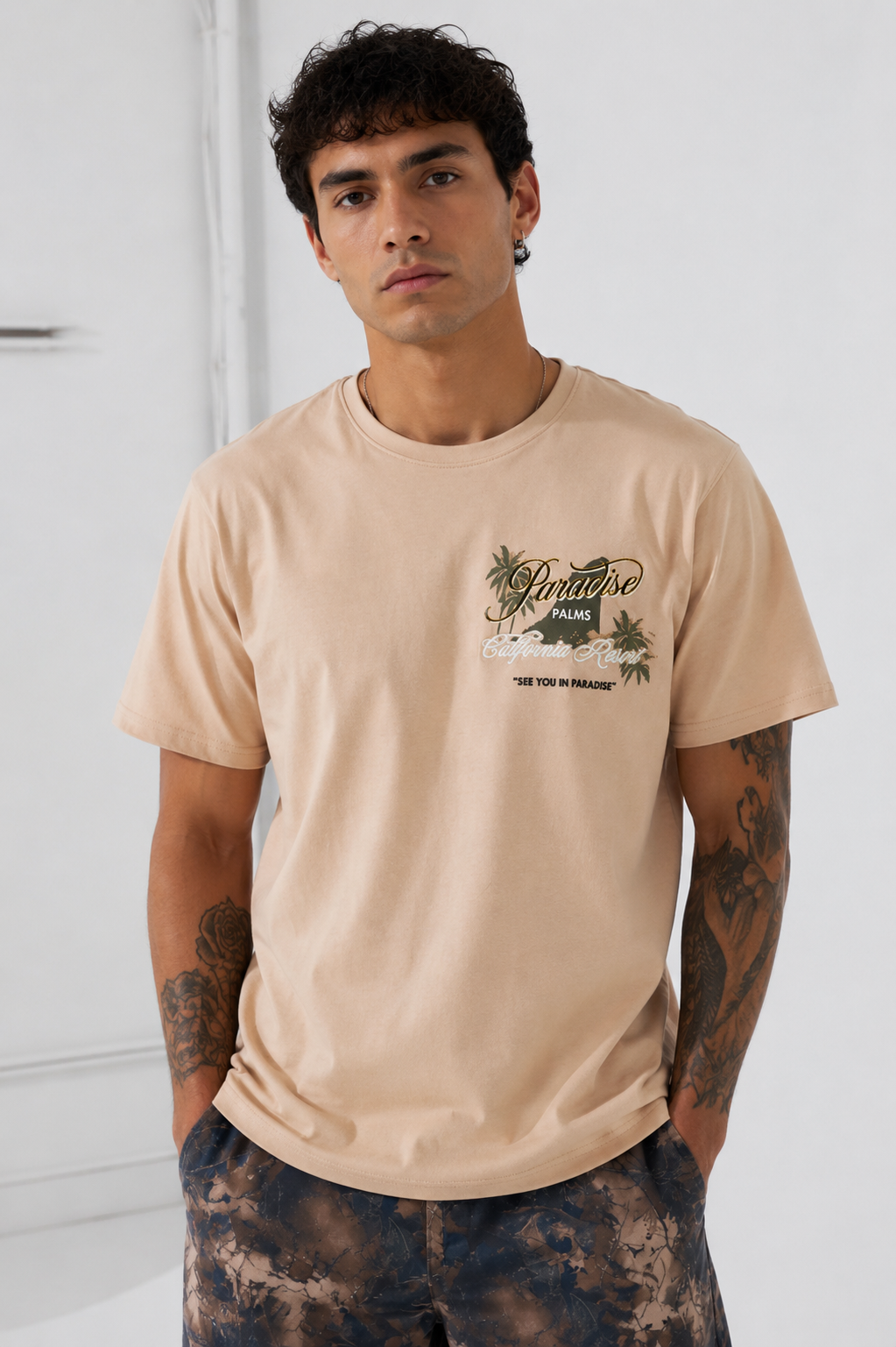 Jordan Craig x See You In Paradise Graphic Paradise Palms T-Shirt (Hunter Camo)