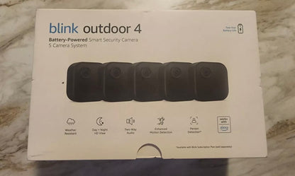 Blink Outdoor 4TH Generation Smart Battery-Powered 5 Camera Security System-NO RETURNS)