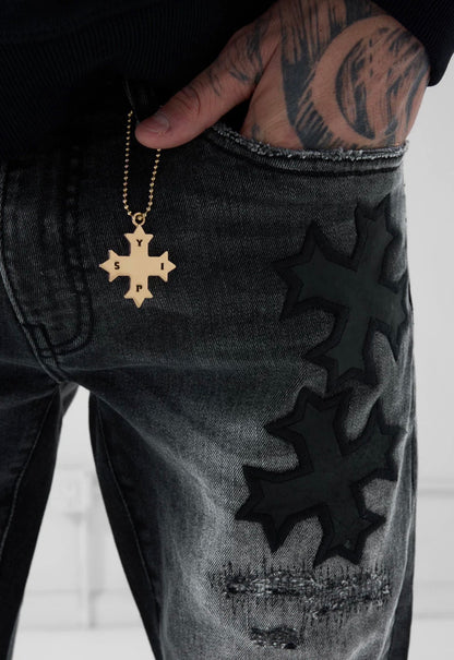 Jordan Craig x See You in Paradise Super Skinny Stacked Eden Jeans (Black Shadow)