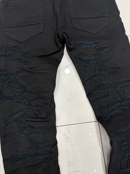 Jordan Craig Sean Fit Slim Fit Jeans--Black w/ Blue Rips U
