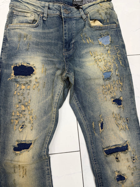 M. Society Artic Blue Wash Ripped Skinny Fit Jeans U