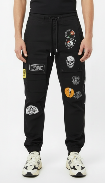 Born Fly Twill Cargo Joggers w/Patches U