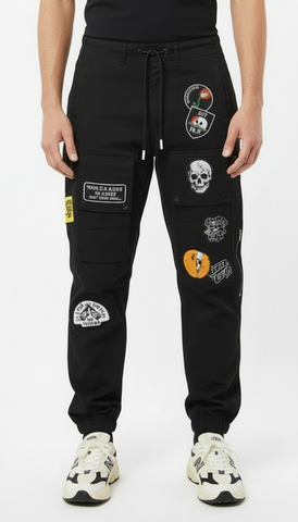 Born Fly Twill Cargo Joggers w/Patches U