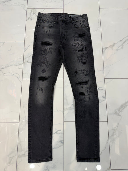 M. Society Black Wash Ripped Skinny Fit Jeans U