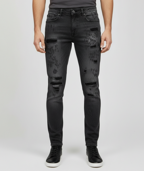 M. Society Black Wash Ripped Skinny Fit Jeans U