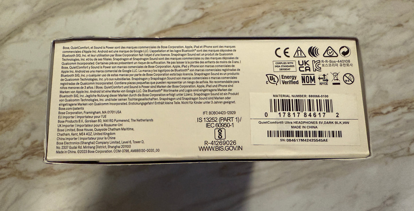 Bose Quiet Comfort Ultra Headphones Black New Sealed