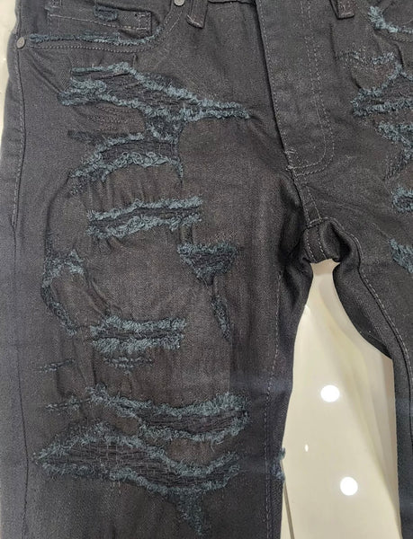 Jordan Craig Sean Fit Slim Fit Jeans--Black w/ Blue Rips