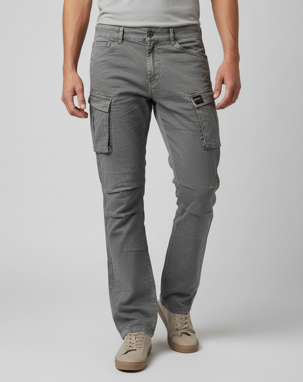 Apprv Denim Stacked Cargo Pants (Grey)