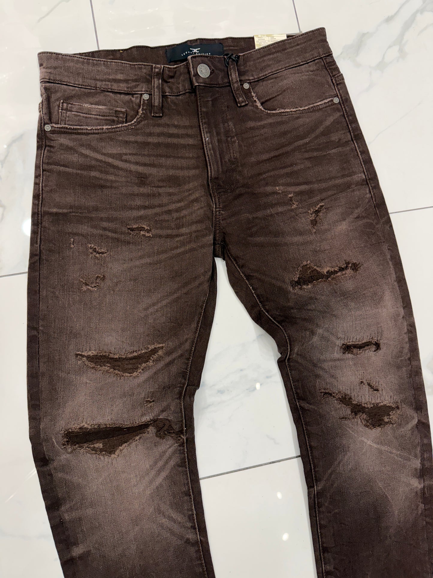 Jordan Craig Sean Fit Slim Fit Tapered Brown Jeans