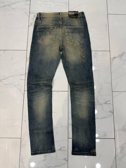 M. Society Artic Blue Wash Ripped Skinny Fit Jeans