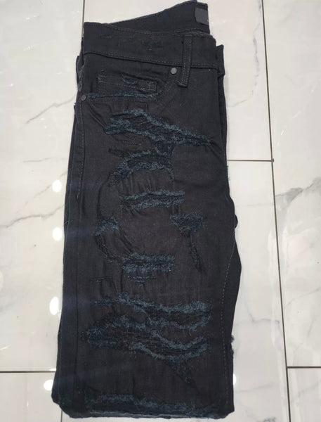 Jordan Craig Sean Fit Slim Fit Jeans--Black w/ Blue Rips