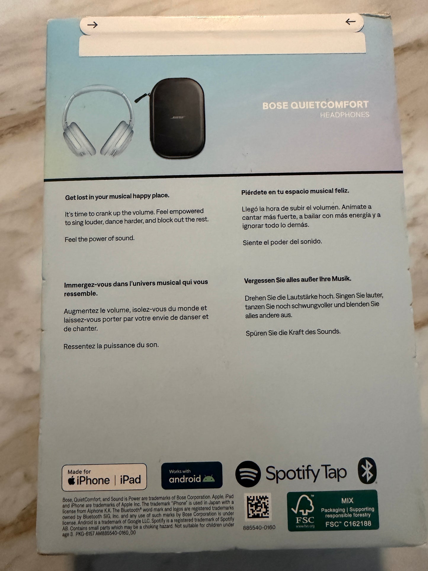 Bose QuietComfort Wireless Noise Cancelling Over-the-Ear Headphones (Ice Blue)