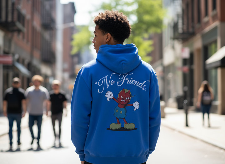 Wrathboy No Friends Heavyweight Hoodie (Royal Blue) U