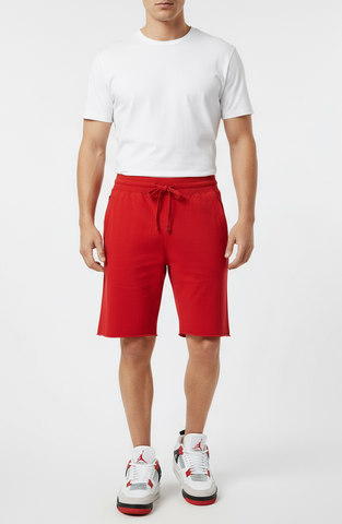 Jordan Craig French Terry Zippered Pocket Shorts (Red) U