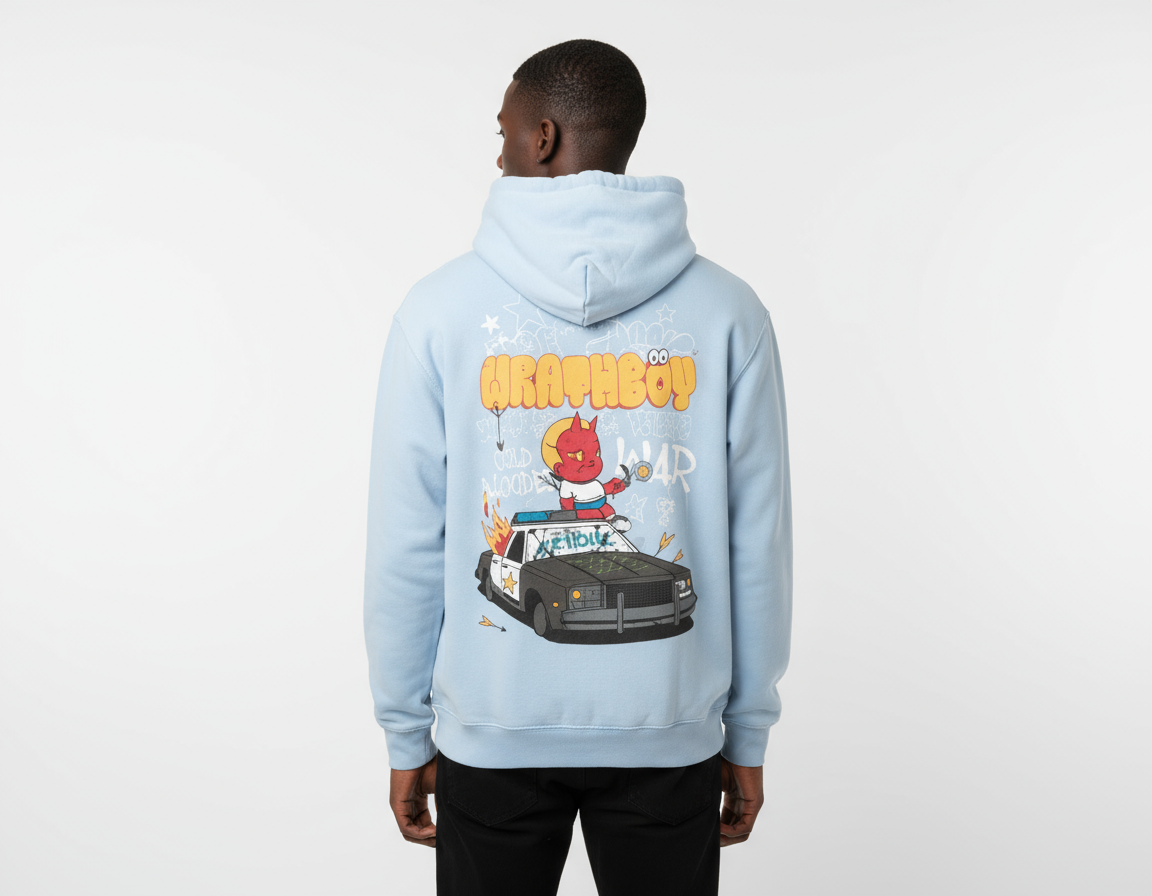 Wrathboy Inked Up Heavyweight Hoodie (Light Blue) U