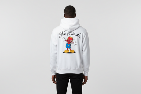 Wrathboy No Friends Heavyweight Hoodie (White)