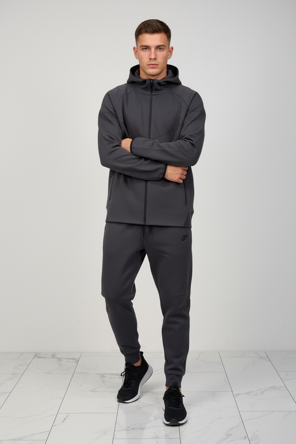 Nike Men's Tech Fleece Zip Hoodie & Pants Set (Charcoal)