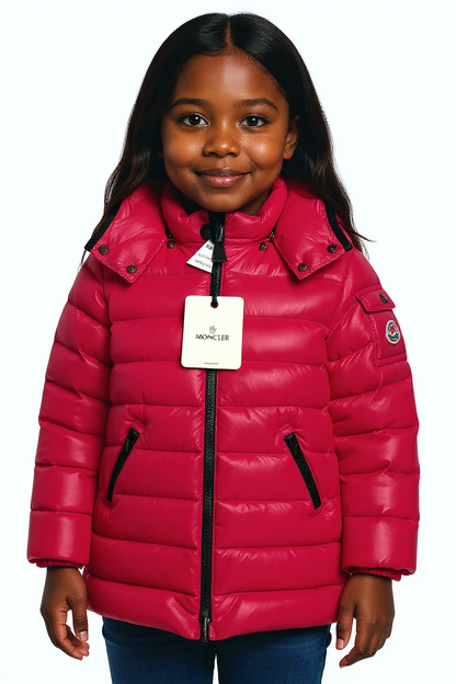 Kids Moncler Moka Giubbotto Long Pink Down Puffer Parka Enfant Girls  (RETAIL $765)