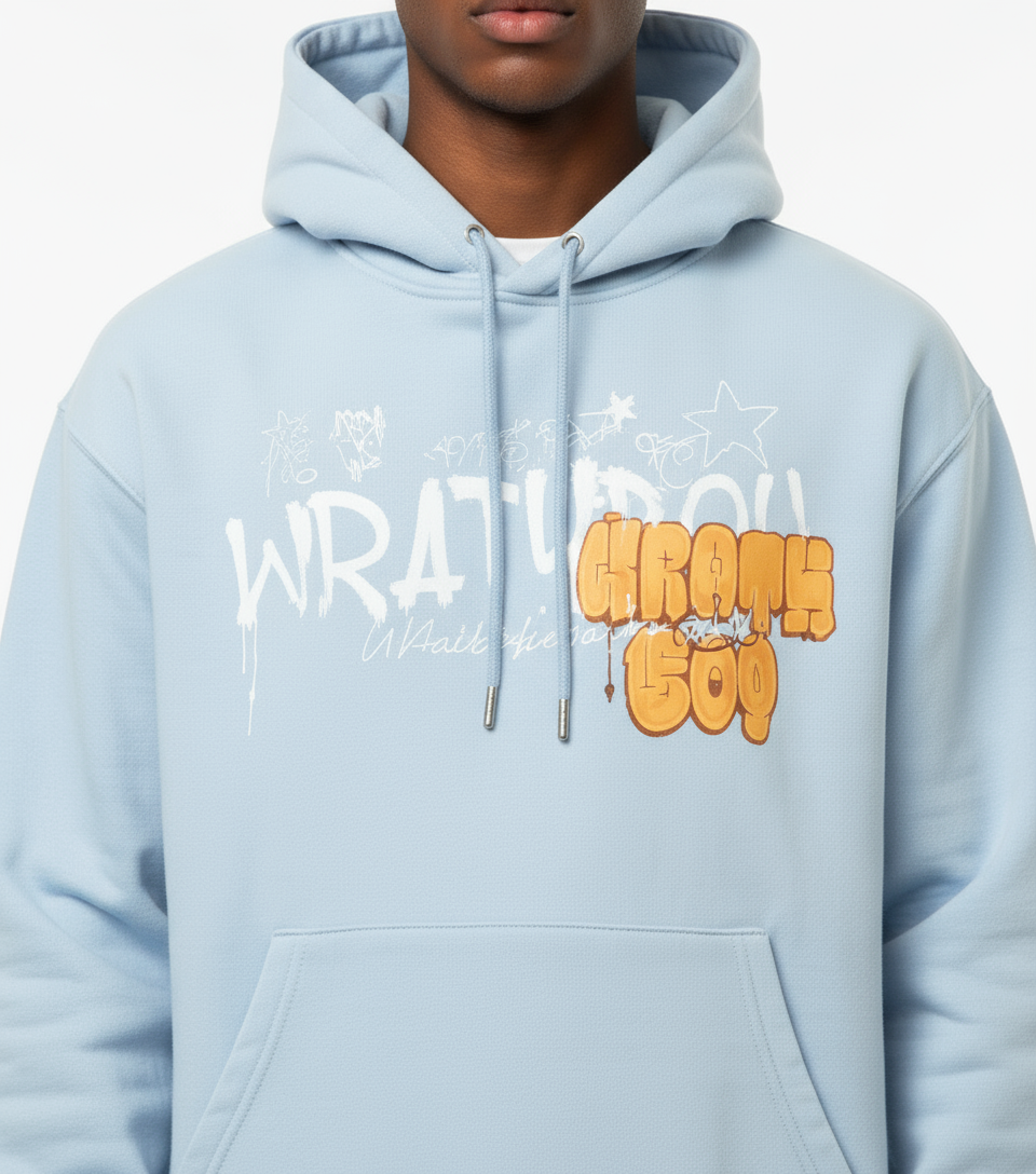 Wrathboy Inked Up Heavyweight Hoodie (Light Blue) U