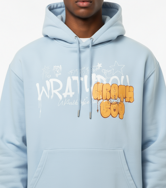 Wrathboy Inked Up Heavyweight Hoodie (Light Blue)