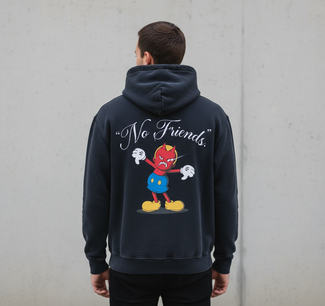 Wrathboy No Friends Heavyweight Hoodie (Black) U