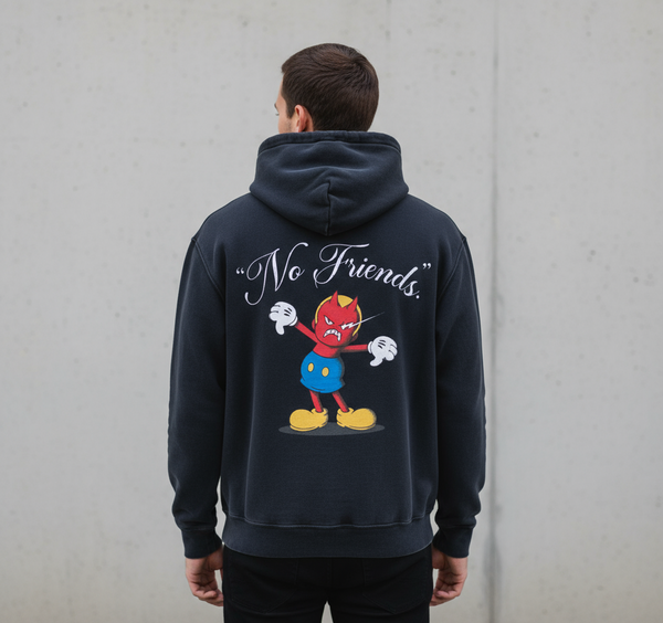 Wrathboy No Friends Heavyweight Hoodie (Black)