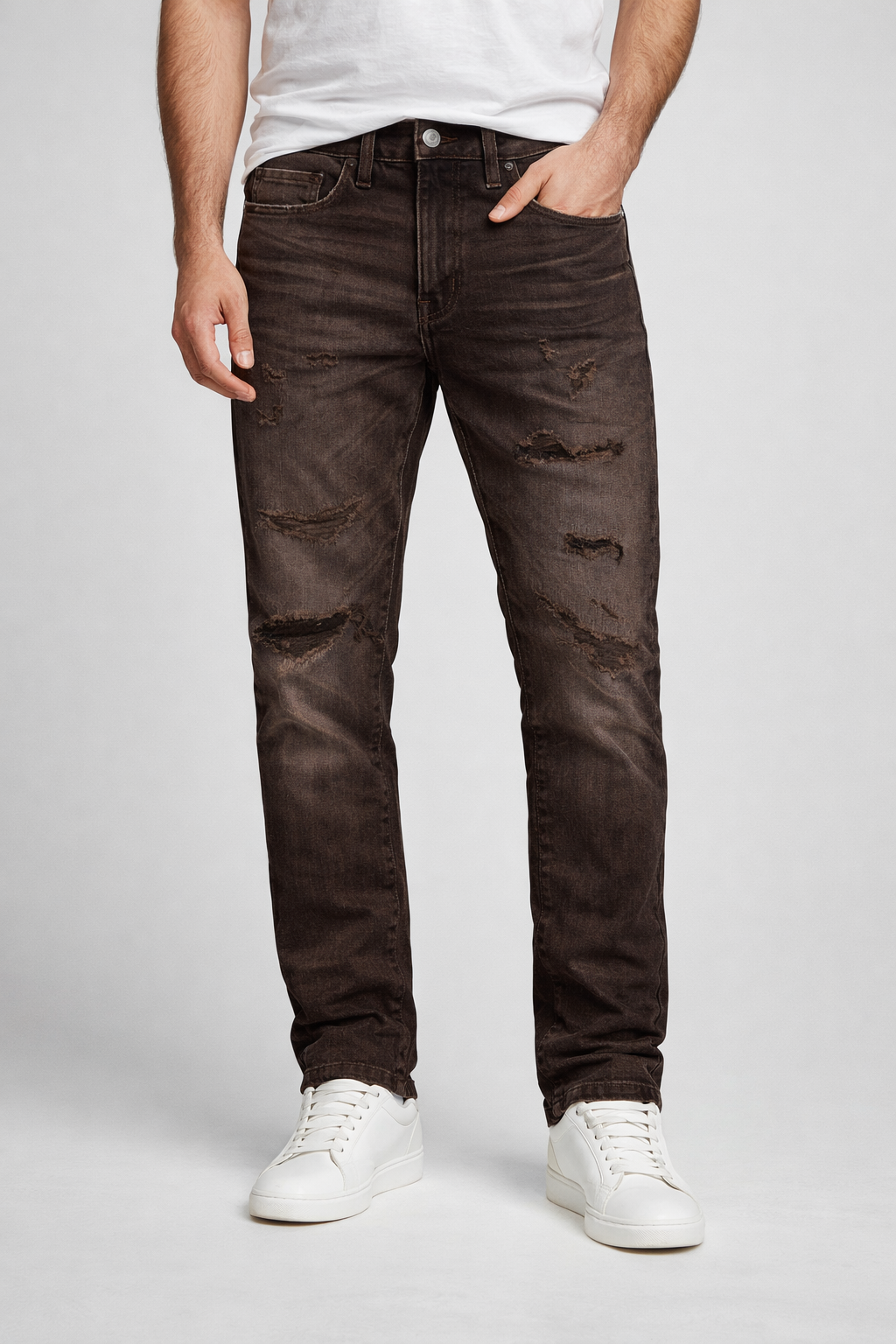Jordan Craig Sean Fit Slim Fit Tapered Brown Jeans