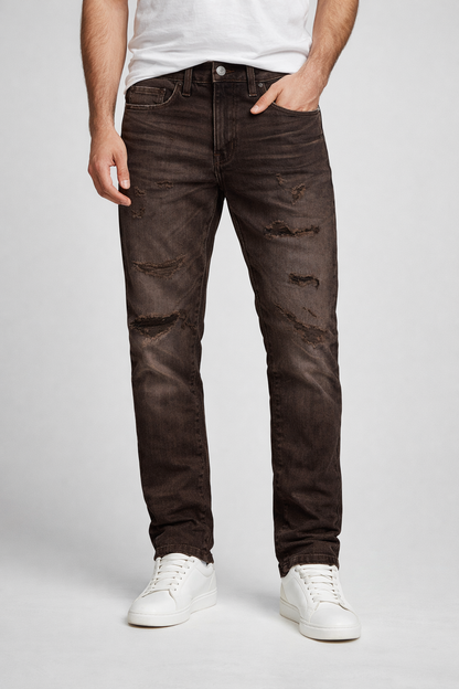 Jordan Craig Sean Fit Slim Fit Tapered Brown Jeans