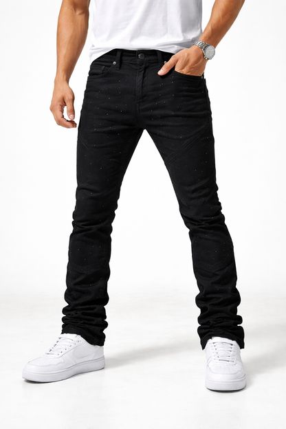 Jordan Craig x Liquid Crystal Rhinestone Stacked Jeans