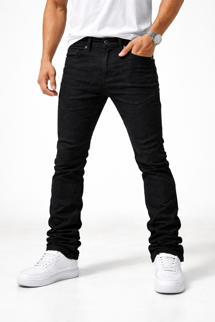 Jordan Craig x Liquid Crystal Rhinestone Stacked Jeans
