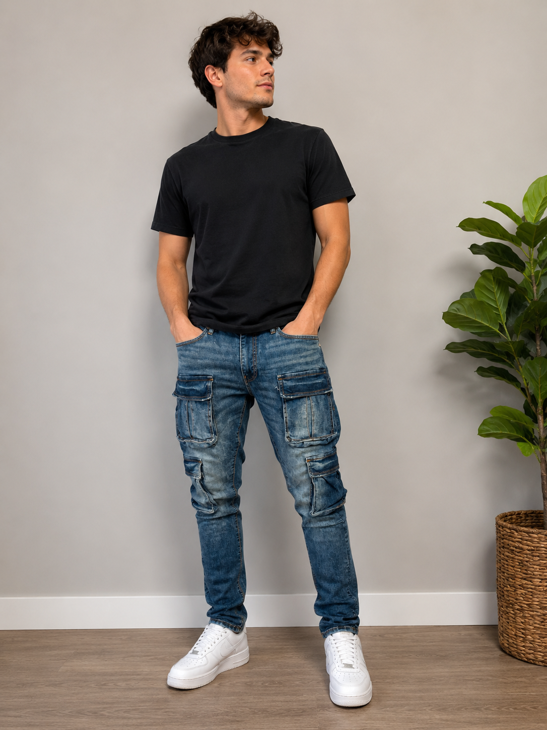 Jordan Craig Denim w/ Cargo Pockets Slim Taper Fit Jeans (Vintage Wash)