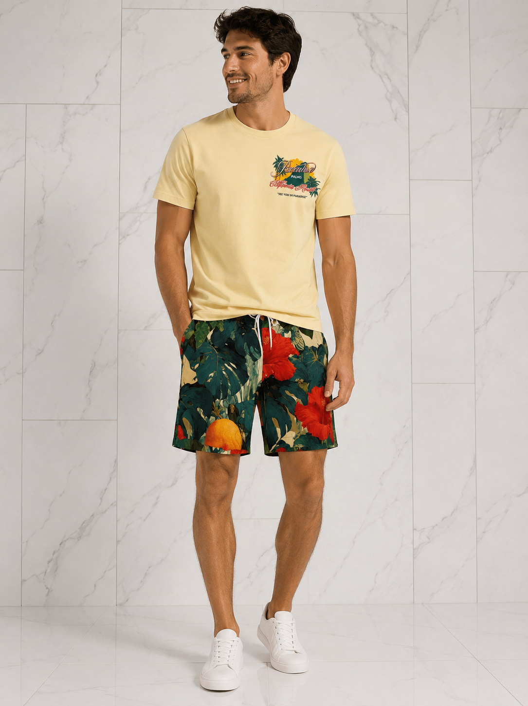 Jordan Craig x See You In Paradise Graphic Paradise Palms Nylon Shorts (Tropical)