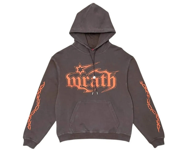 Wrathboy Gods Will Straight/Zipper Stacked Heavyweight Sweatpants Set (Brown)