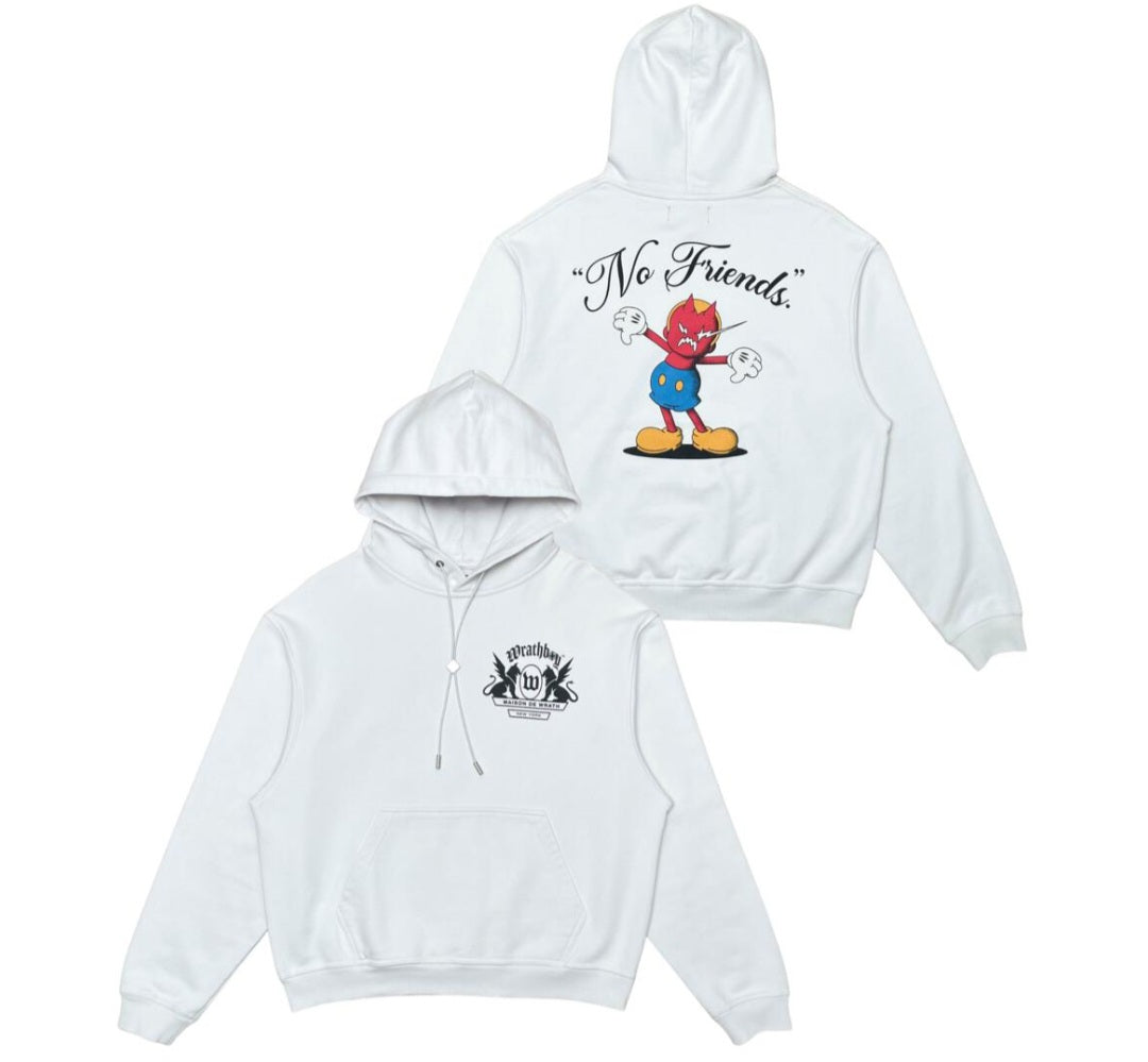 Wrathboy No Friends Heavyweight Hoodie (White) U