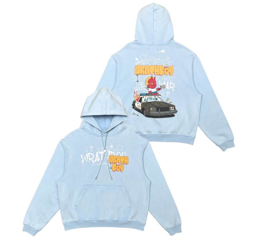 Wrathboy Inked Up Heavyweight Hoodie (Light Blue) U