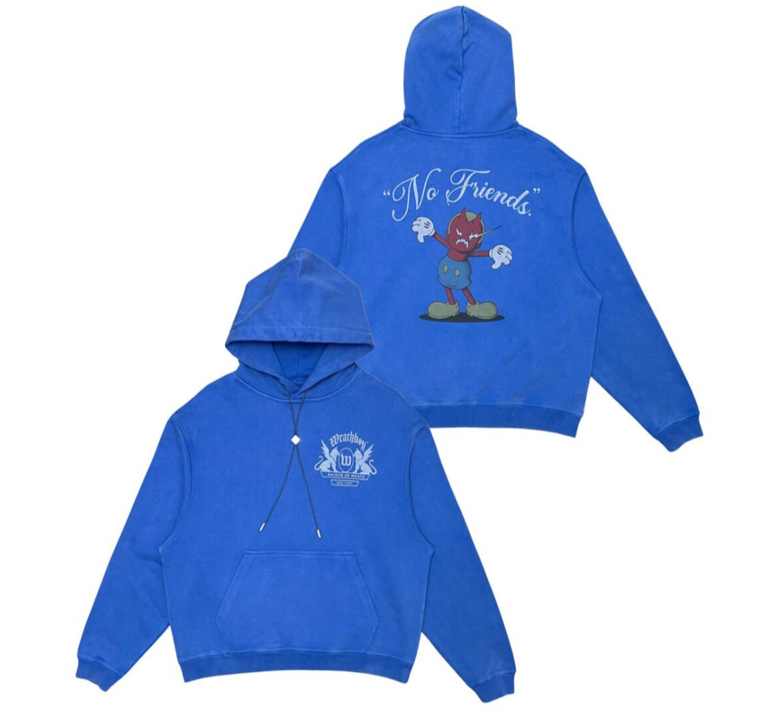 Wrathboy No Friends Heavyweight Hoodie (Royal Blue) U
