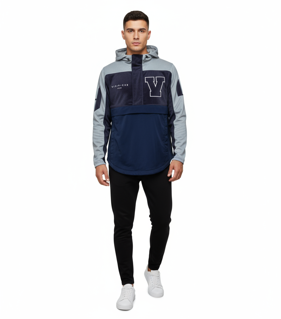 Vie Riche Navy/Grey Varsity Pullover