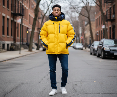 Polo Sport Ralph Lauren Men's Slicker Yellow Quilted Water Resistant Down Jacket