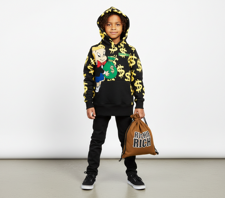 Kids Dollar Signs and Money Bags Hoodie
