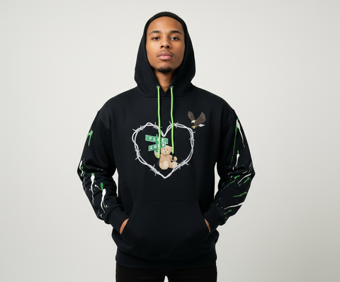 Flee Zone "Paint Splatter Bear Print" Hoody --Read Description