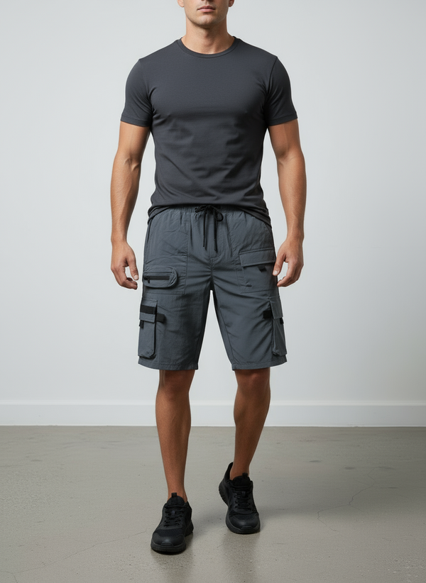 American Stitch Windbreaker Nylon 6 Inch Pocket Shorts (Grey) U