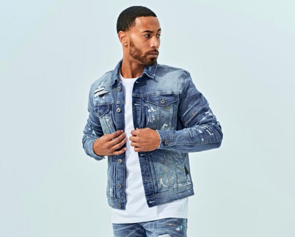 Jordan Craig Parisian Denim Trucker Jacket (Blue) U