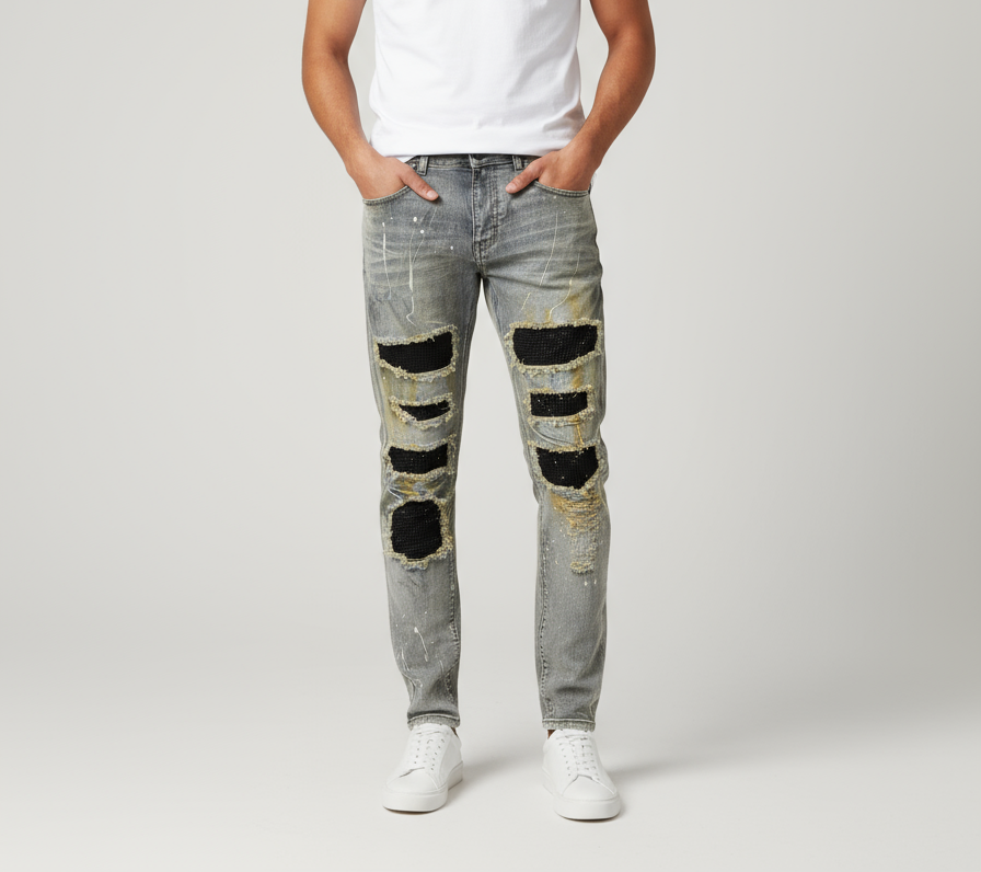 Waimea Skinny Fit Light Blue Dye w/Studs Jeans U