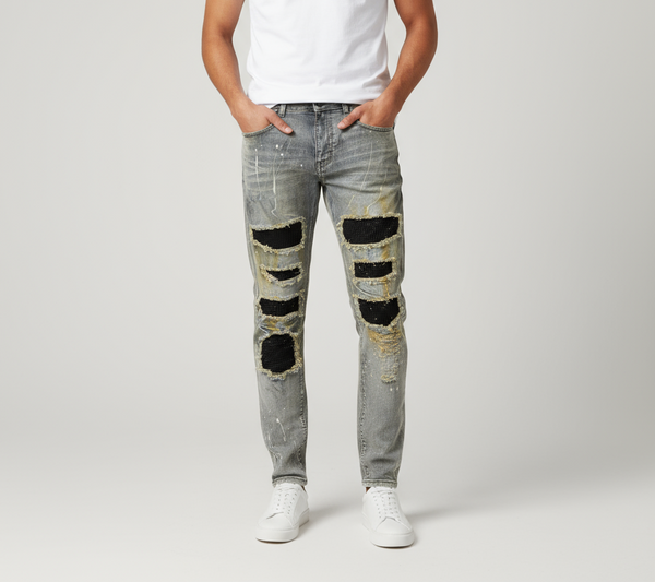 Waimea Skinny Fit Light Blue Dye w/Studs Jeans U