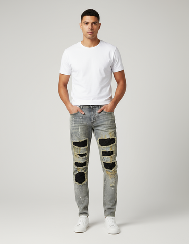 Waiema Skinny Fit Light Blue Dye w/Studs Jeans