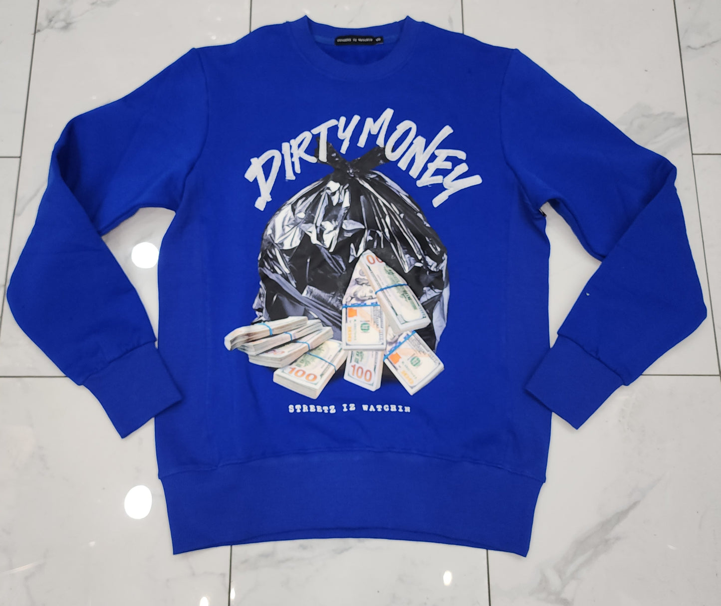 Streetz Iz Watchin Dirty Money Royal Blue Sweater U