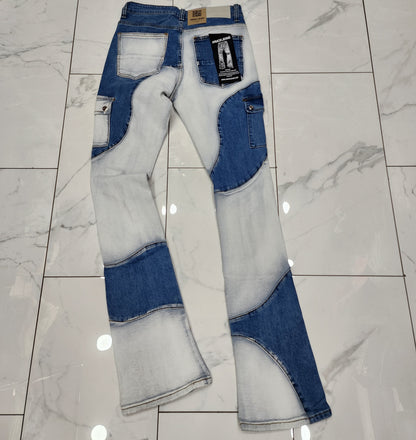 Armor Color Block Mid-Rise Stacked Medium Blue Jeans U