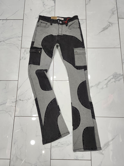 Armor Color Block Mid-Rise Stacked Light Grey Jeans U